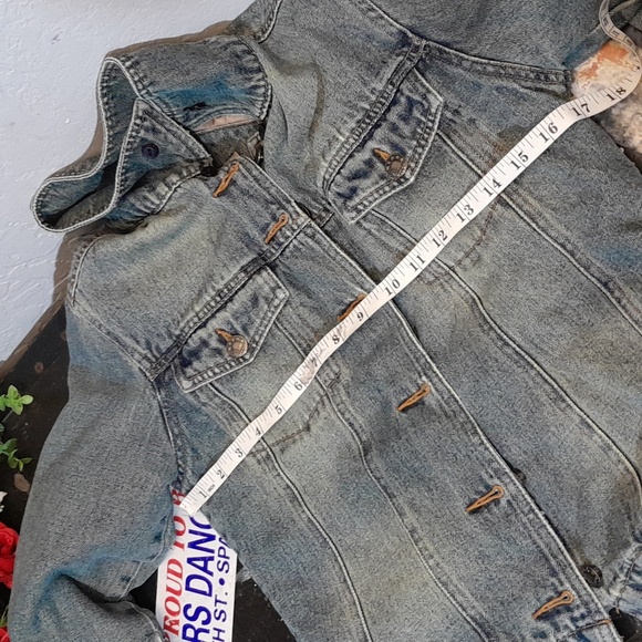 MODA Vintage Distressed Lined Jean Jacket Small - Picture 10 of 10